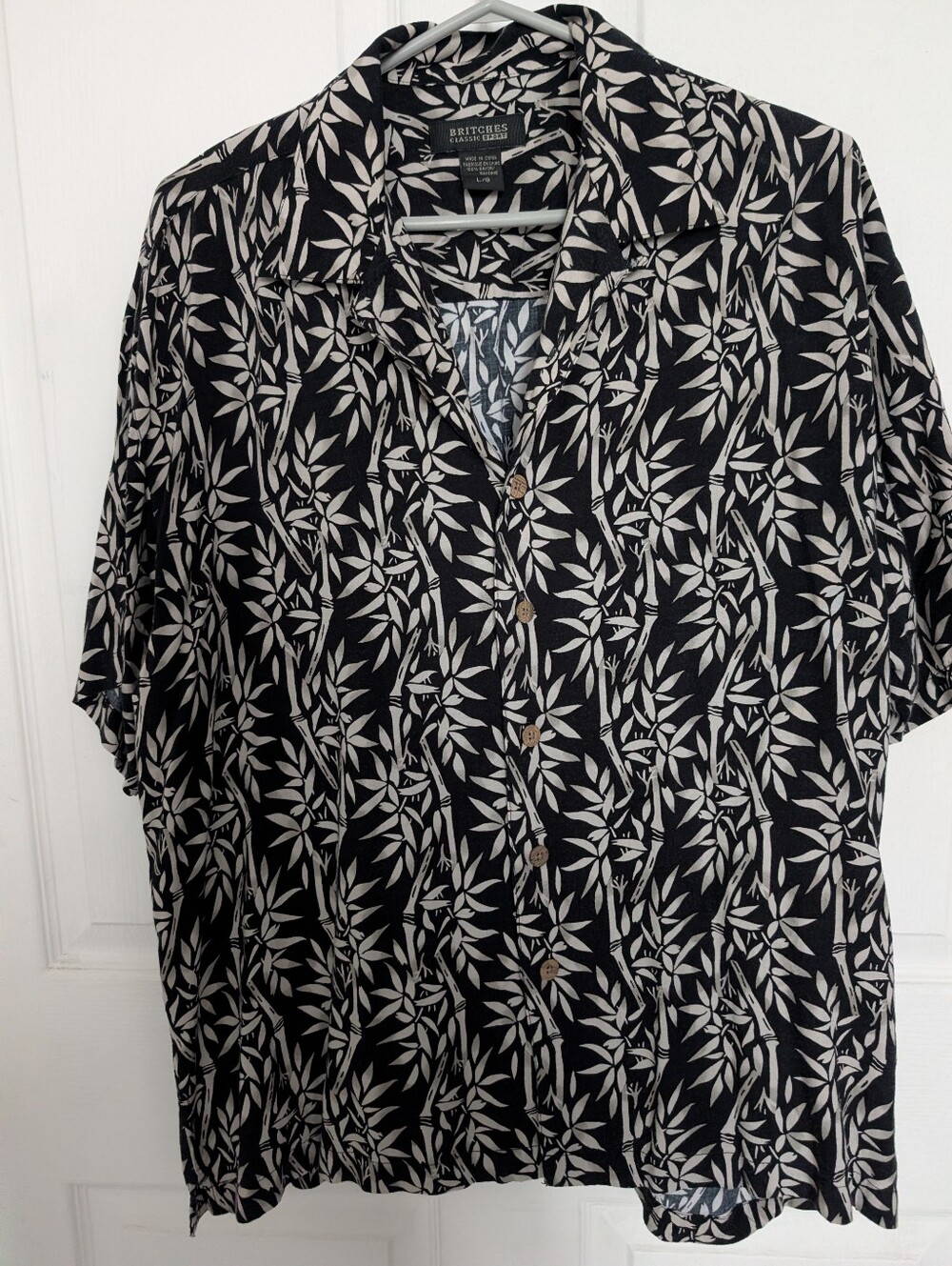 Men's Britches Black & White Leaf-Print Short Sleeve Shirt